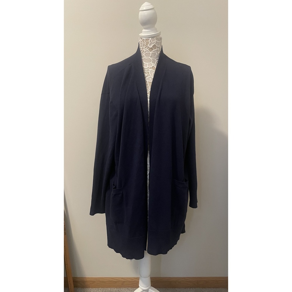 Catherines Navy Blue Open Front Cardigan Sweater with Pockets Plus Size 1X